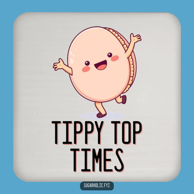 Funny Macaron Coaster: Protect Surfaces with Cartwheeling Character Sweetness