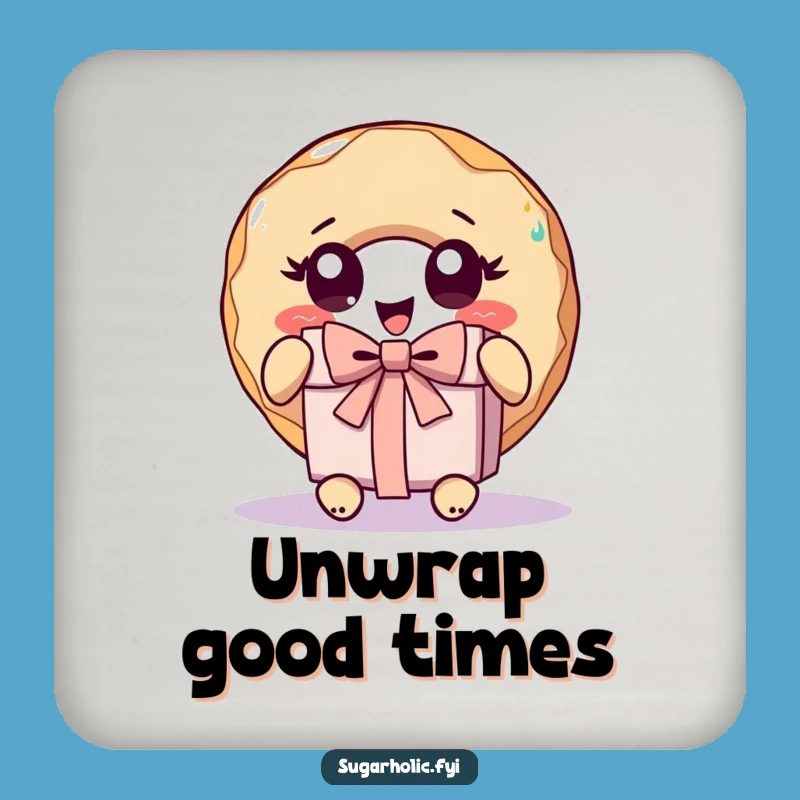 Funny Donut Unwrap Present Coaster - Protect Surfaces with Sweet Surprise