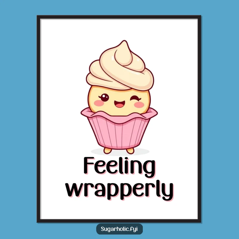 Funny Cupcake Wrapper Poster: Gleeful Frosting Character Art, Great Funny Gift