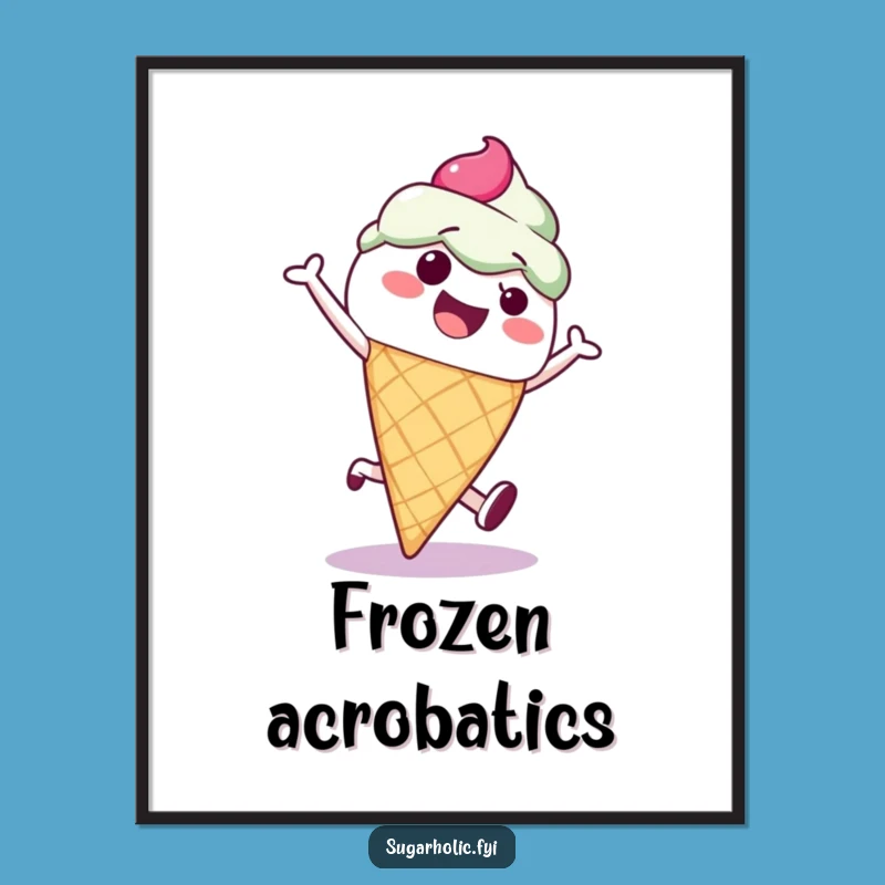 Funny Ice Cream Cone Cartwheel Poster - Vibrant & Humorous Wall Art