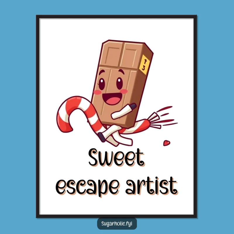 Funny Chocolate Bar Candy Cane Poster: Hang Joyful Sweetness!