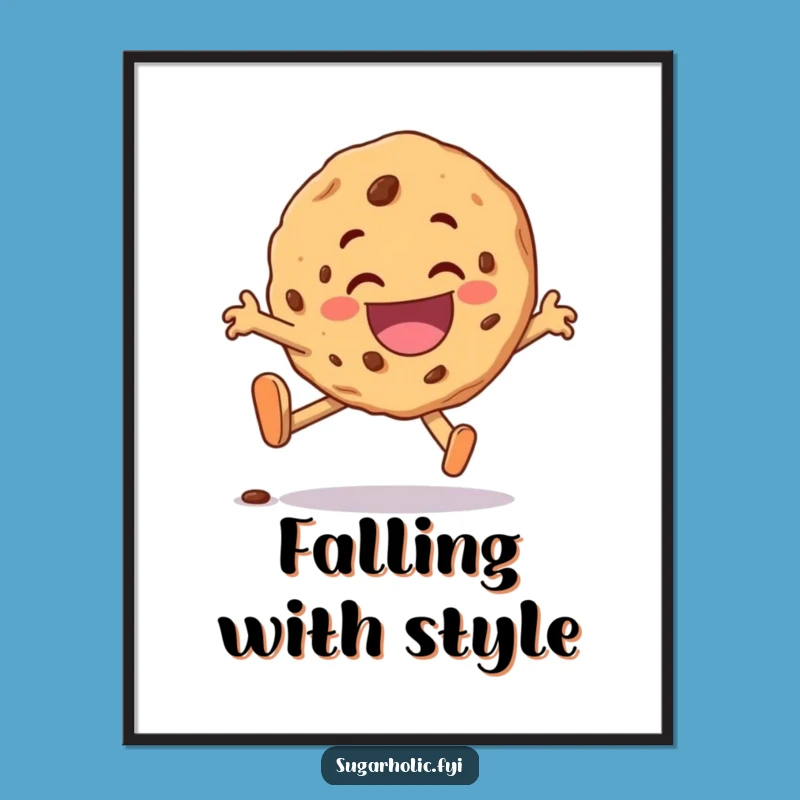 Funny Cookie Trip Poster: Delighted Character Art Print, Perfect Funny Gift for Smiles
