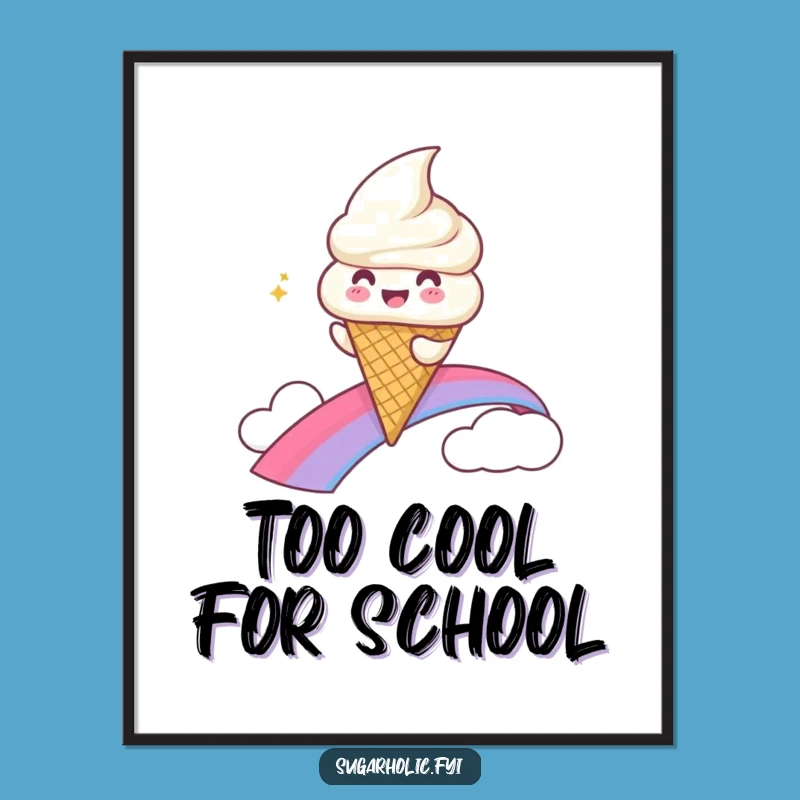 Funny Ice Cream Rainbow Slide Poster - Gleeful Art Print