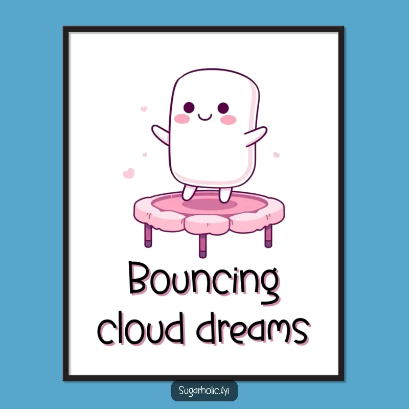 Funny Marshmallow Trampoline Poster - Sweet Art for Joyful Wall Decor