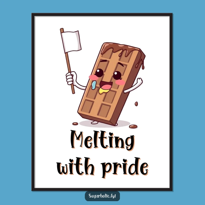 Funny Melting Chocolate Bar Flag Poster - Comedic Wall Art Funny Gift
