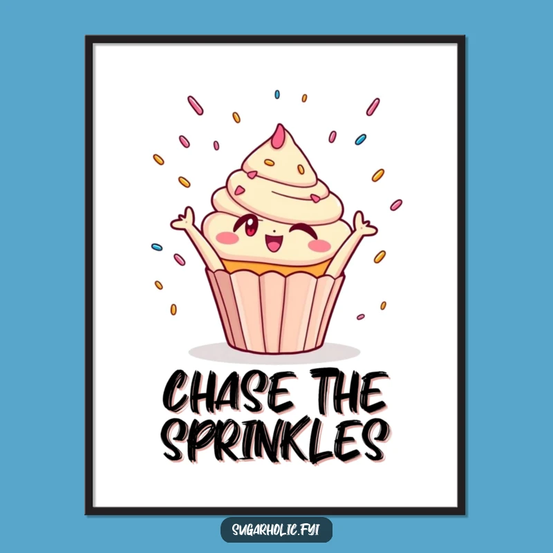 Funny Winking Cupcake Poster: Sweet Sprinkle Art, Perfect Funny Gift!