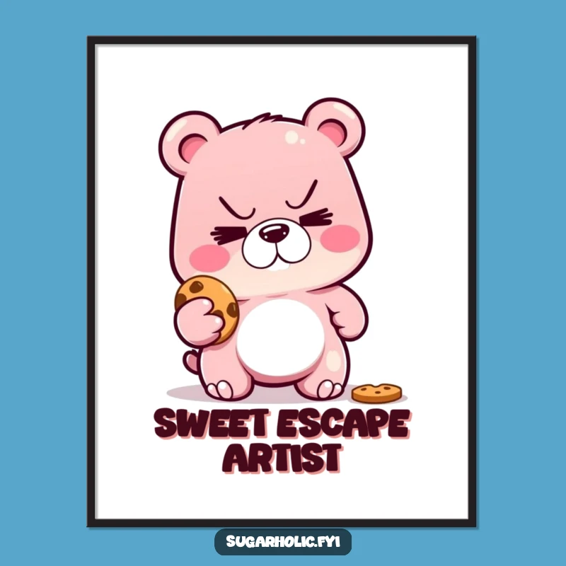 Funny Gummy Bear Cookie Caper Poster: Whimsical Wall Art for a Laugh