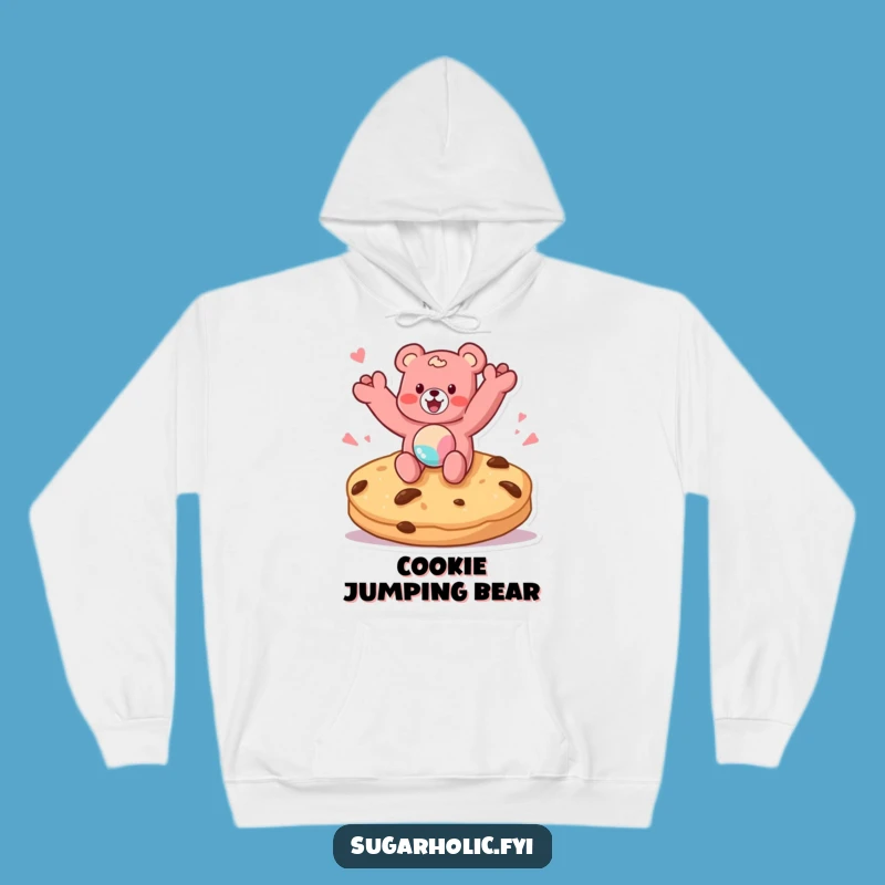 Cozy Funny Gummy Bear Cookie Jump Hoodie - Warm & Humorous Snack Time Wear