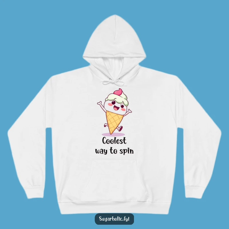 Cozy Funny Ice Cream Cone Cartwheel Hoodie - Warm & Whimsical Comfort