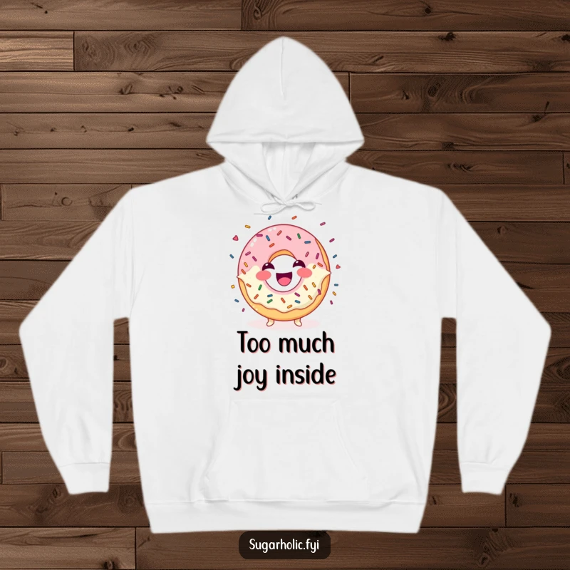 Funny Hoodie featuring a laughing donut character juggling a cascade of colorful sprinkles with a gleeful look.