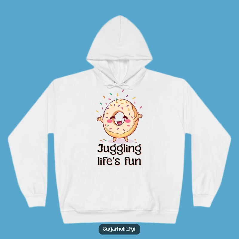 Funny Donut Sprinkle Juggling Hoodie - Cozy Witty Apparel, Perfect Gift