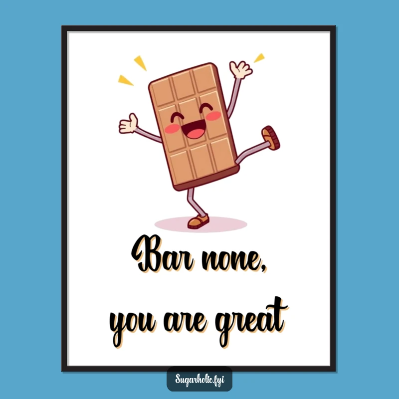 Funny Free Printable Wall Art: Chocolate Bar's Cartwheel Acrobatics, Energetic Decor