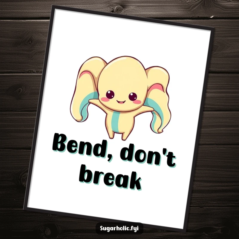 Funny Free Printable Wall Art: A silly taffy character comically stretched into an abstract, humorous shape for quirky decor.