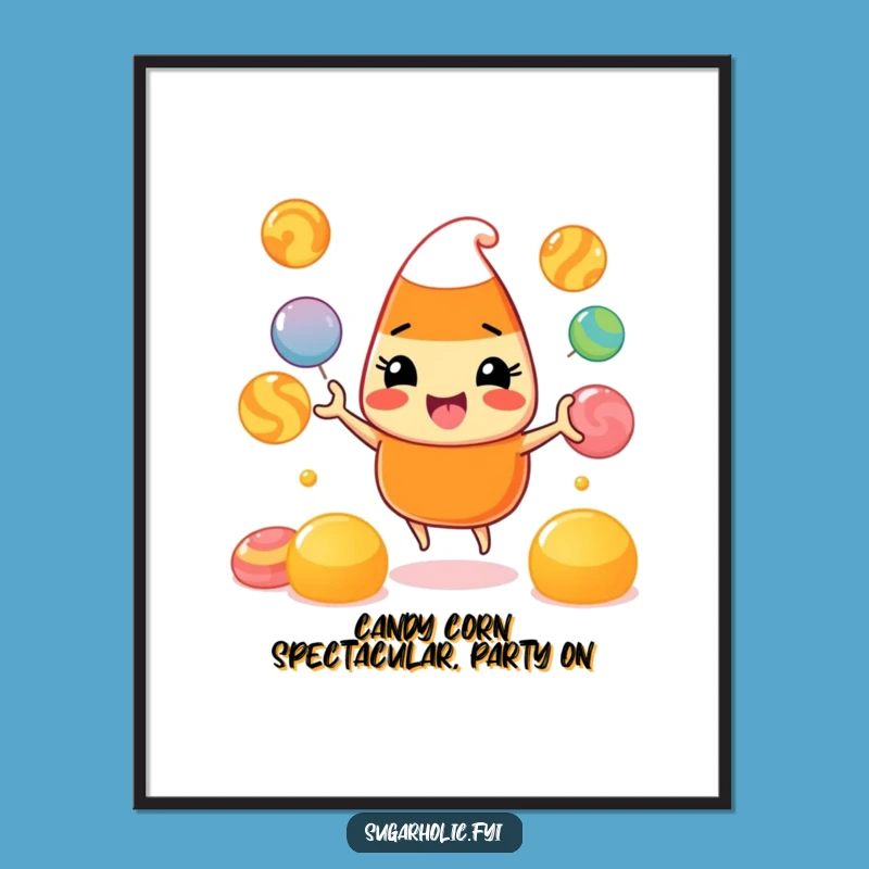 Funny Free Printable Wall Art: Candy Corn Juggling Gumdrops Downloadable Art