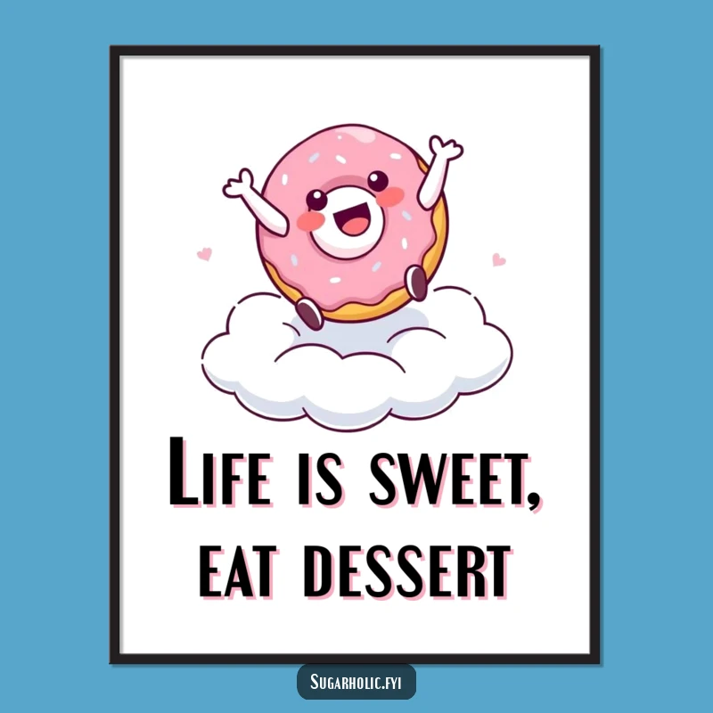 Free Printable Doughnut Cloud Art: Funny Downloadable Gift for Whimsical Home Decor