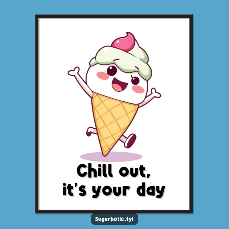 Free Printable Funny Ice Cream Cartwheel Wall Art - Whimsical Downloadable Decor