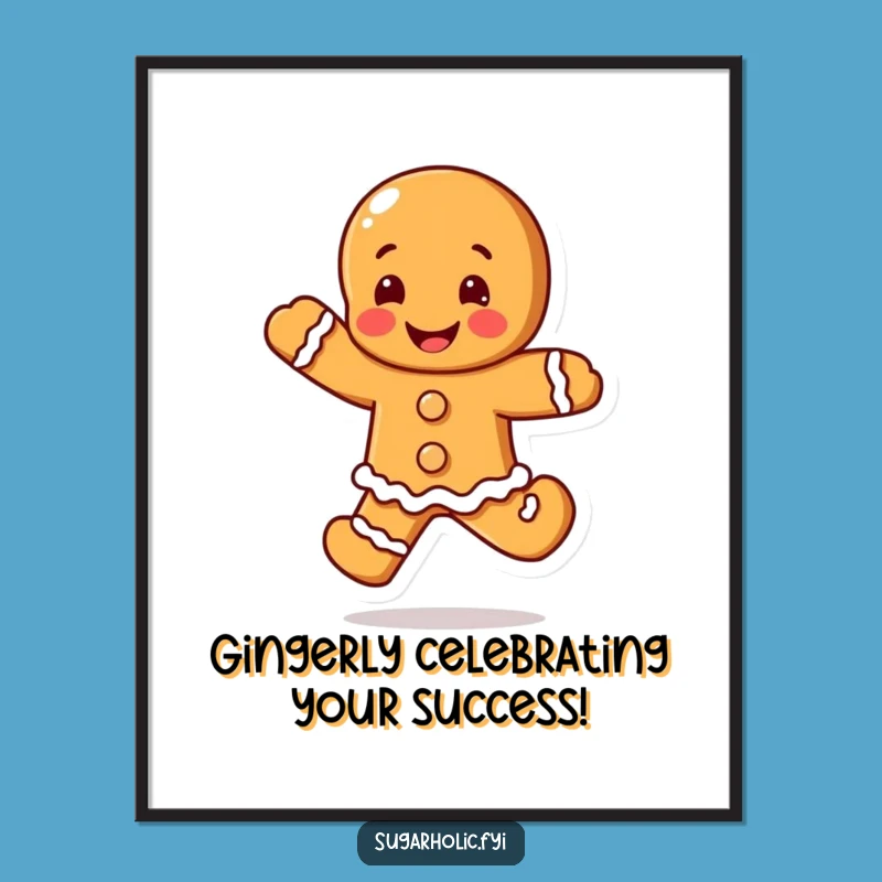 Free Printable Gingerbread Man Wall Art: Jumping for Joy Downloadable Decor