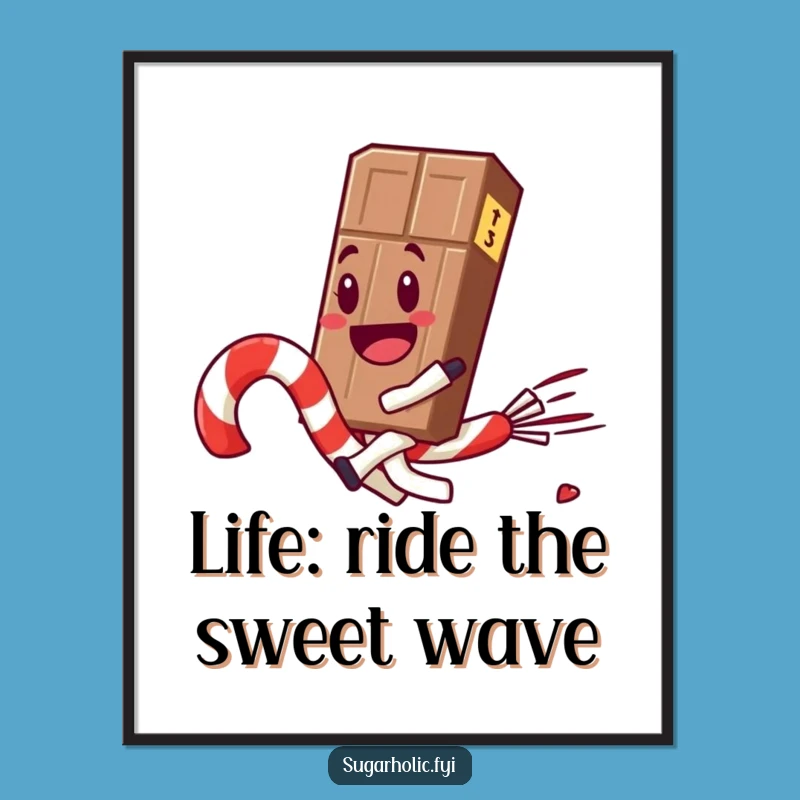 Free Printable Wall Art: Chocolate Candy Cane Chaos, Downloadable Funny Decor