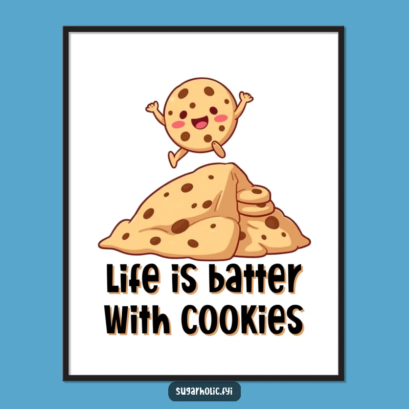 Free Printable Wall Art: Giggling Cookie Leaping - Funny Downloadable Art Gift