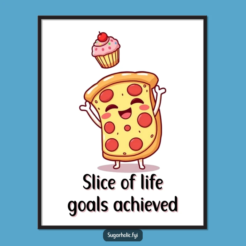 Free Printable Wall Art: Hilarious Pizza Cupcake Toss, Funny Downloadable Decor, Print at Home