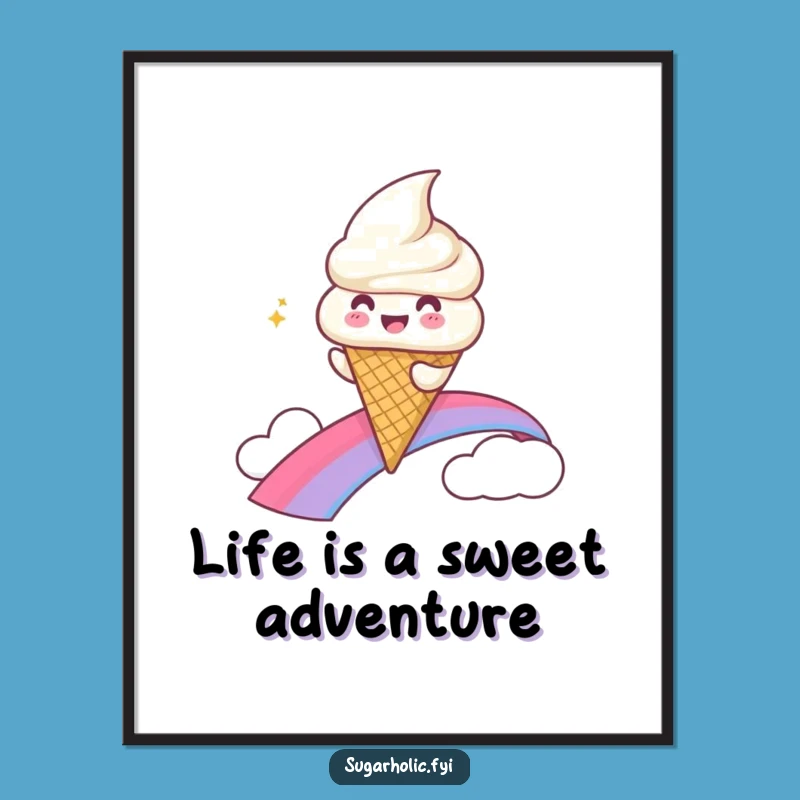 Free Printable Wall Art: Ice Cream Sliding Rainbow - Funny Downloadable Decor