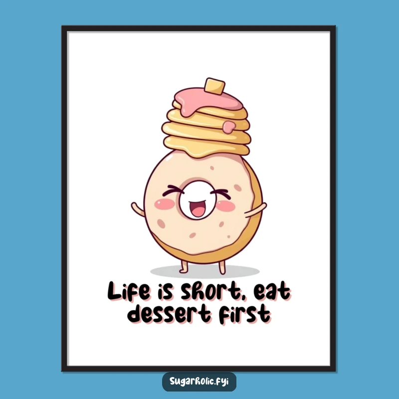 Free Printable Wall Art: Pancake Donut Stack Design, Funny Downloadable Decor