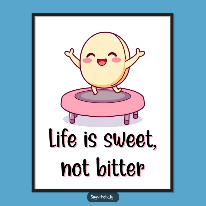 Funny Free Printable Wall Art: Macaron Jelly Bean Trampoline, Playful Downloadable Decor