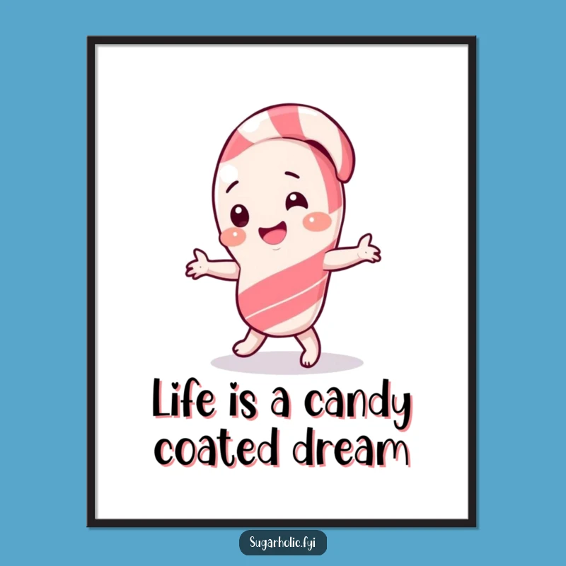 Free Printable Wall Art: Candy Cane Dancing Silly - Funny Downloadable Decor