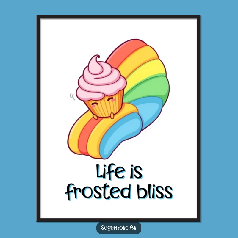 Free Printable Wall Art: Giggling Cupcake Rainbow - Funny Decor