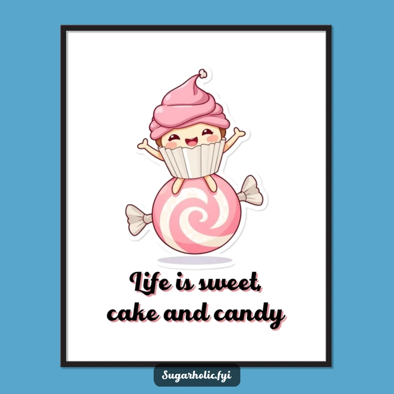 Funny Free Printable Wall Art: Cupcake Candy Bounce Downloadable Decor