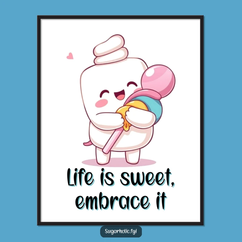 Funny Free Printable Wall Art: Marshmallow's Lollipop Love, Sweet Decor