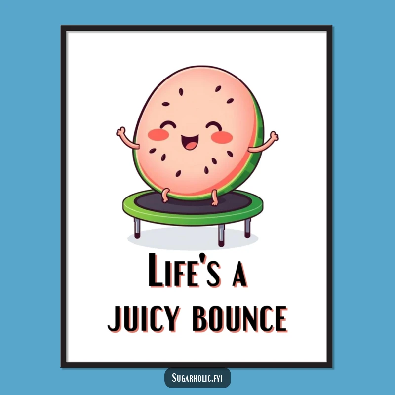 Funny Free Printable Wall Art: Watermelon Trampoline Fun, Cheerful Downloadable Decor