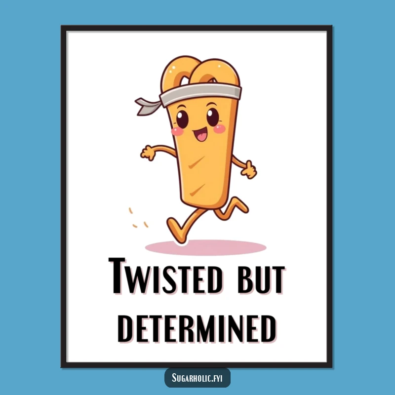 Funny Free Printable Wall Art: Determined Pretzel Runner, Motivational Downloadable Decor