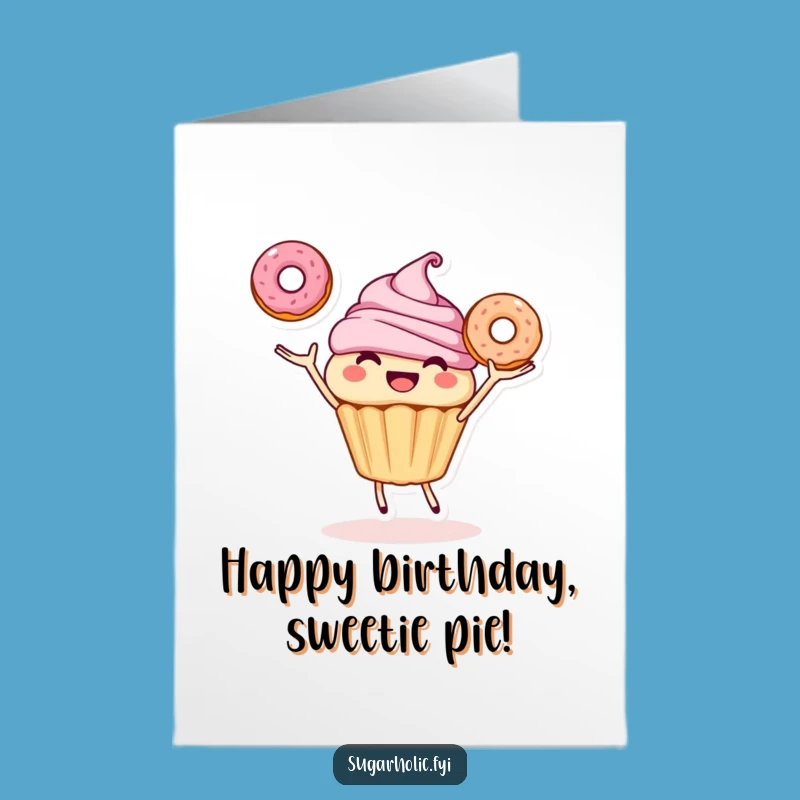 Free Printable Birthday Card: Juggling Cupcake Donuts - Fun Celebration Gift