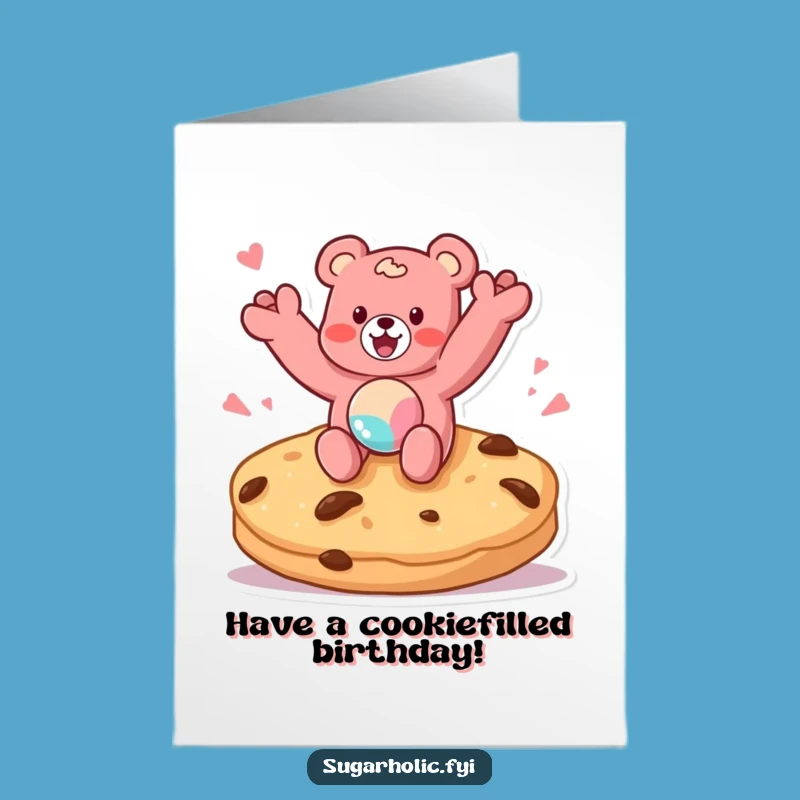 Free Printable Birthday Card: Gummy Bear Cookie Jump Downloadable Gift