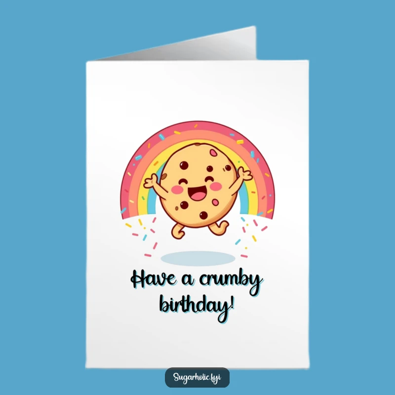 Free Printable Birthday Card: Cookie Leaping Sprinkles, Funny Downloadable Gift