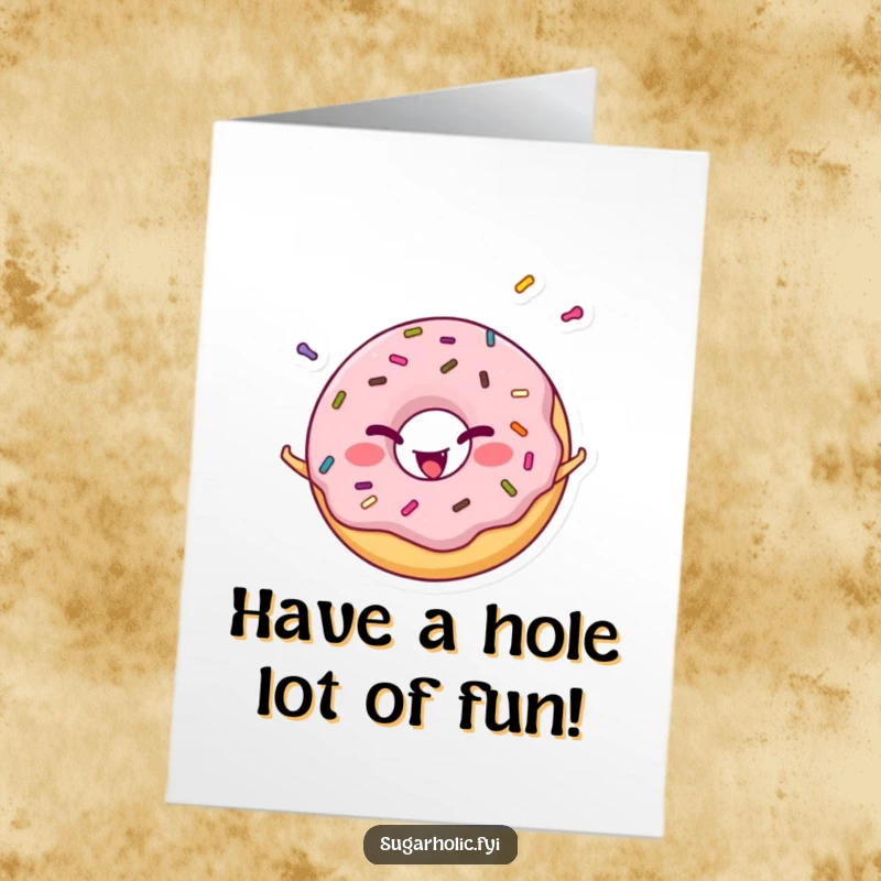 Funny Free Printable Birthday Card: A cheerful donut character winks while expertly juggling colorful sprinkles.