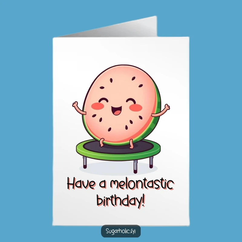Free Printable Birthday Card: Bouncing Watermelon Fun, Joyful Downloadable Gift