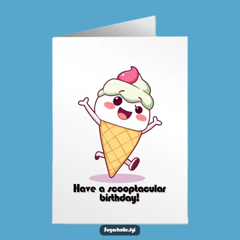 Free Printable Funny Ice Cream Cartwheel Birthday Card - Energetic Downloadable Gift