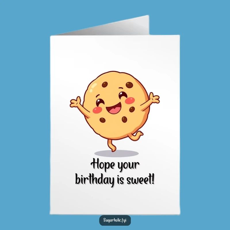 Free Printable Birthday Card: Cookie Cartwheeling with Joy - Funny Downloadable Gift