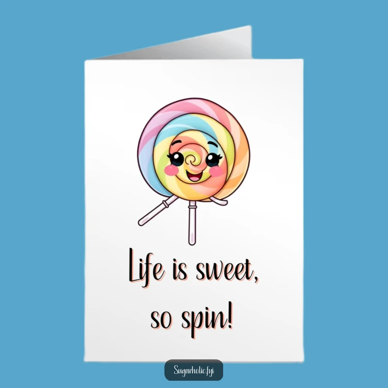 Free Printable Birthday Card: Funny Lollipop Character Spinning Fun Downloadable Gift
