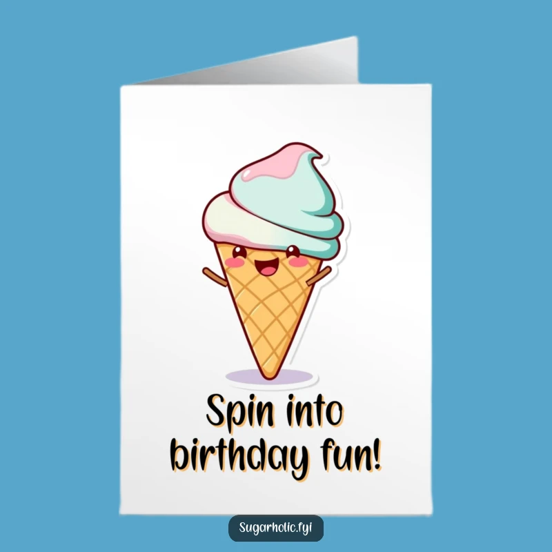 Free Printable Birthday Card: Spinning Ice Cream Cone Fun