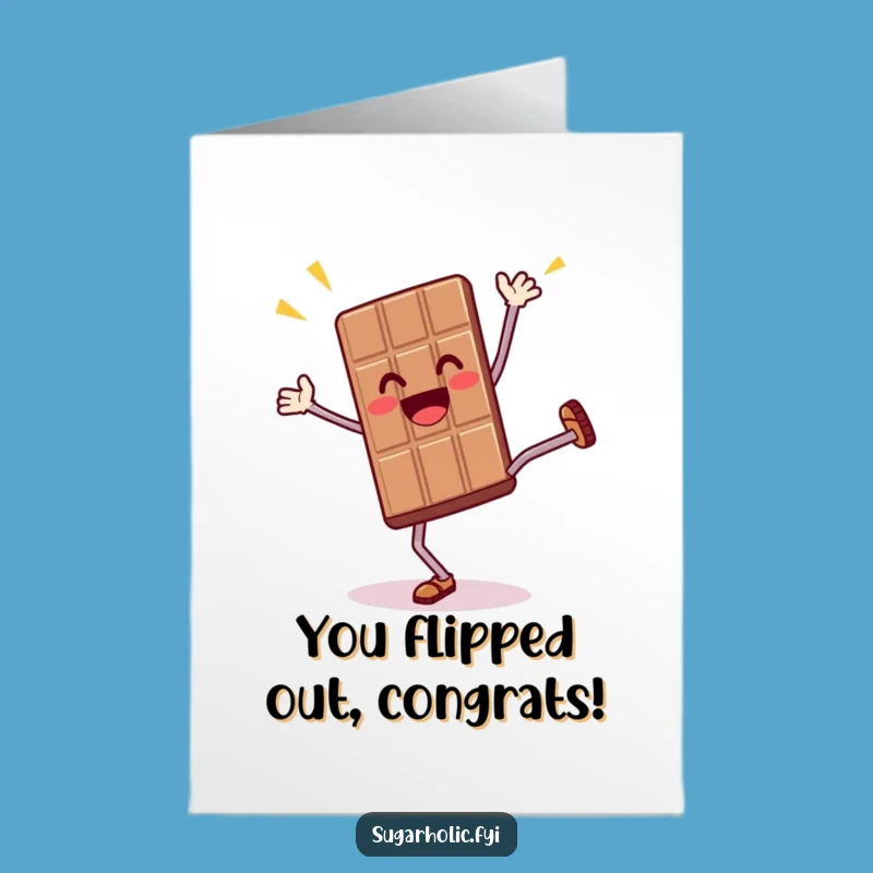 Free Printable Congrats Card: Chocolate Bar's Cartwheel Celebration, Downloadable Joy