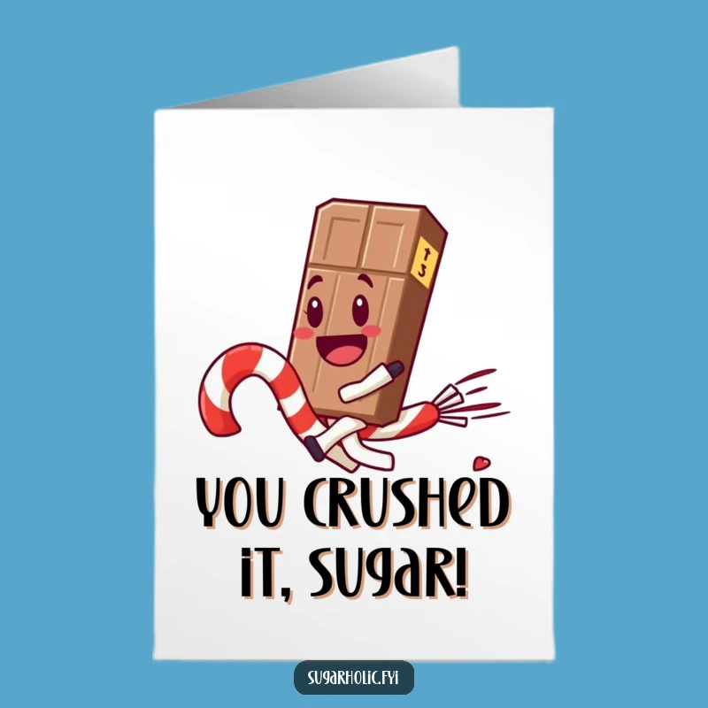 Free Printable Congrats Card: Chocolate Bar's Wild Ride, Downloadable Celebration Humor