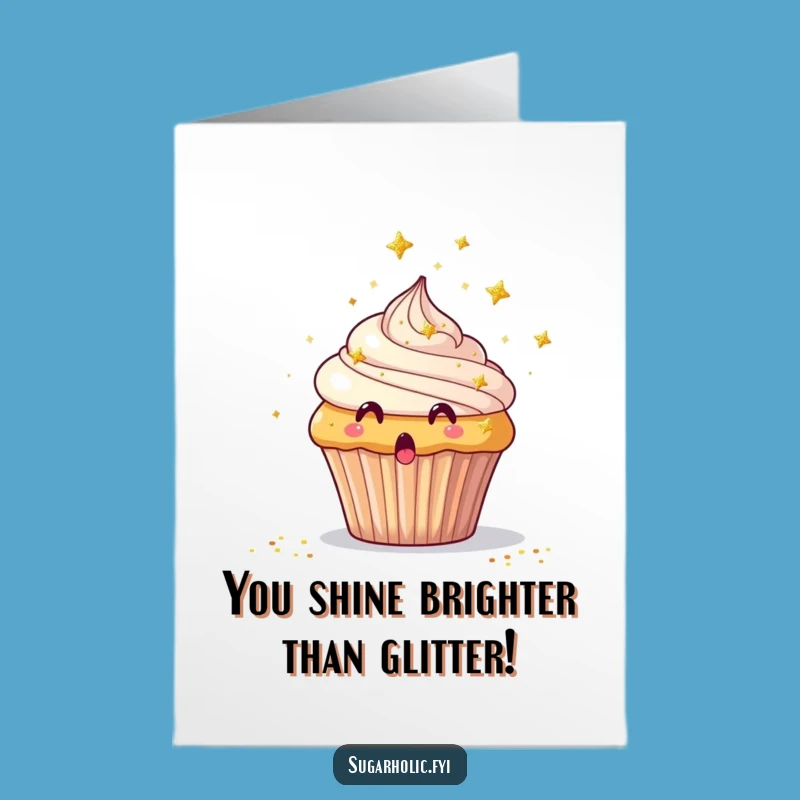 Free Printable Congrats Card: Glitter Cupcake, delightful downloadable gift!