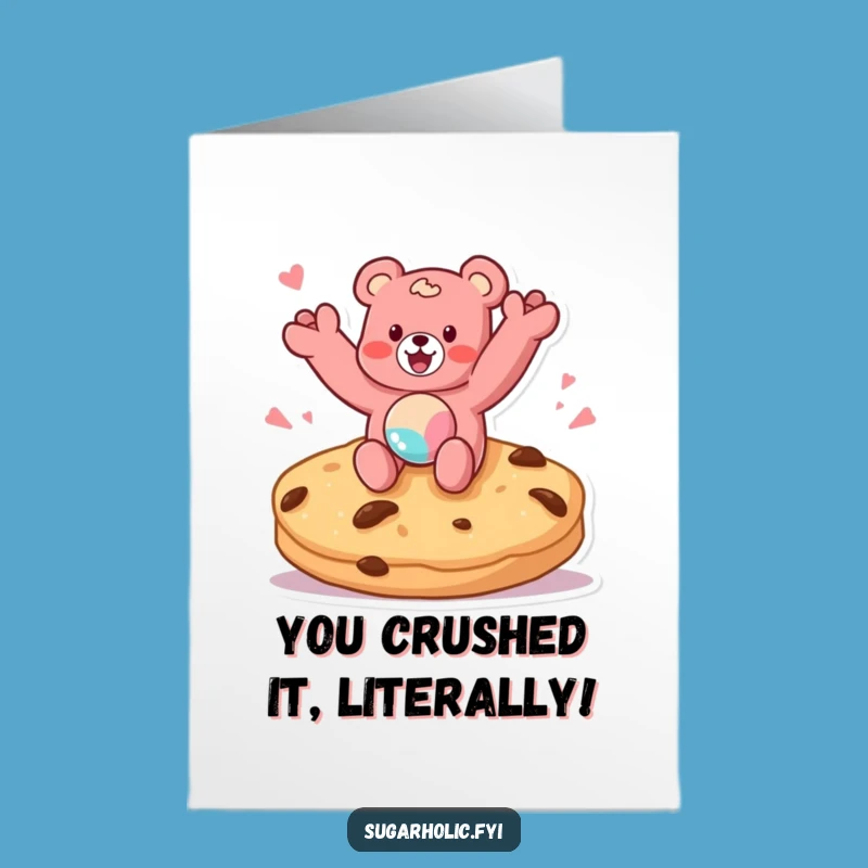Free Printable Congratulations Card: Gummy Bear Cookie Jump Downloadable Gift