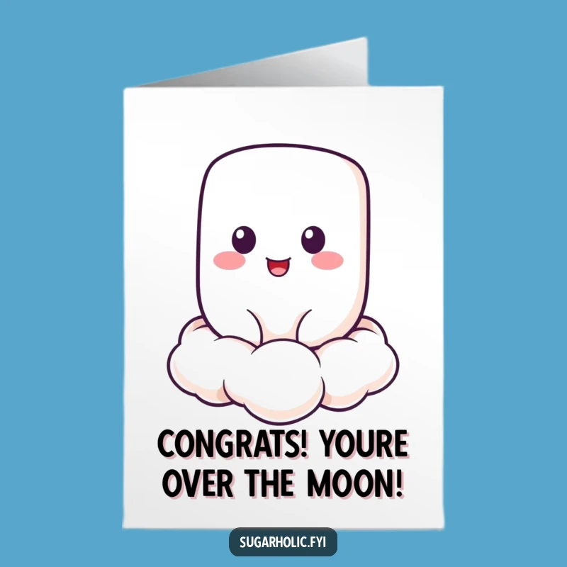 Free Printable Marshmallow Congrats Card: Cloud Float Downloadable Sweet Success