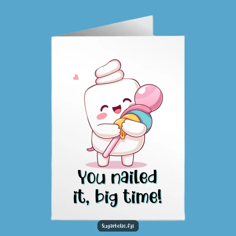 Free Printable Congrats Card: Marshmallow's Lollipop Joy, Sweet Downloadable