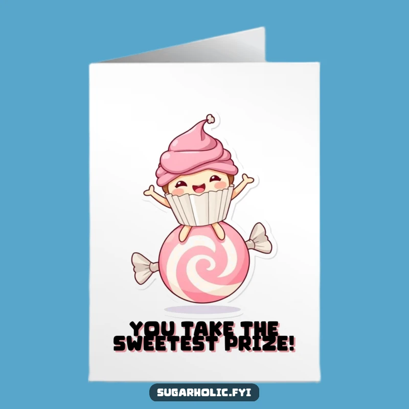 Free Printable Congrats Card: Cupcake Candy Bounce Funny Celebration