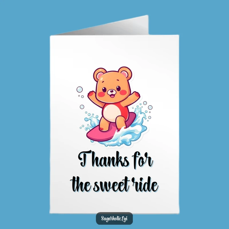 Free Printable Surfing Gummy Bear Thank You Card - Fun Downloadable Expressing Thanks with Fizz
